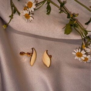 Monet gold and crème earrings. Clip in